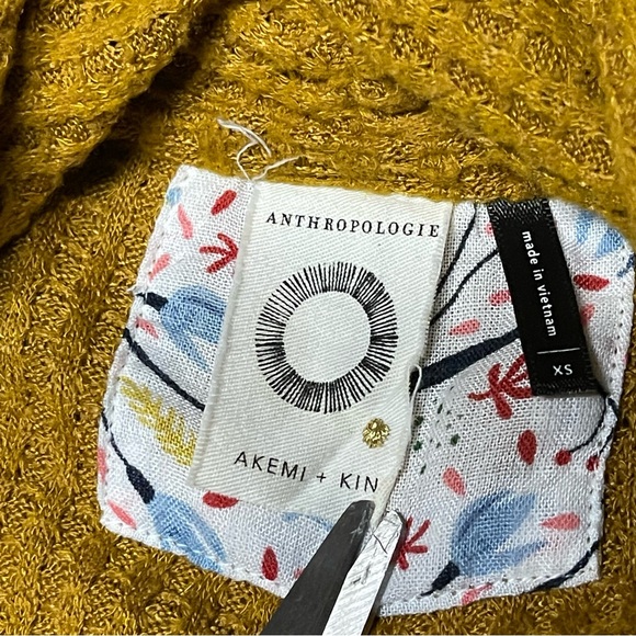 Anthropologie Akemi + Kim Mustard Yellow Long Sleeve Shirt Top Wrap Sweater XS - Picture 6 of 10